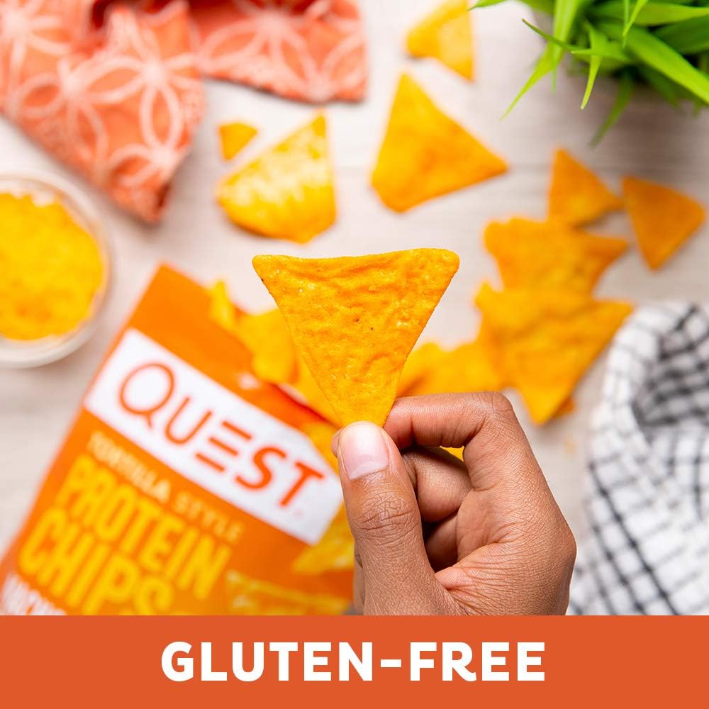 Quest Nutrition Nacho Cheese Tortilla Style Protein Chips, 18g Protein, 4g Net Carb, Low Carb, Gluten Free, 1.1 oz (Pack of 12)