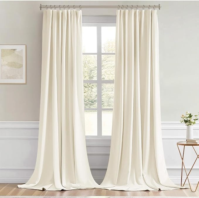 MIULEE Birch Back Tab Blackout Curtain 96 Inch Long 2 Panels Set