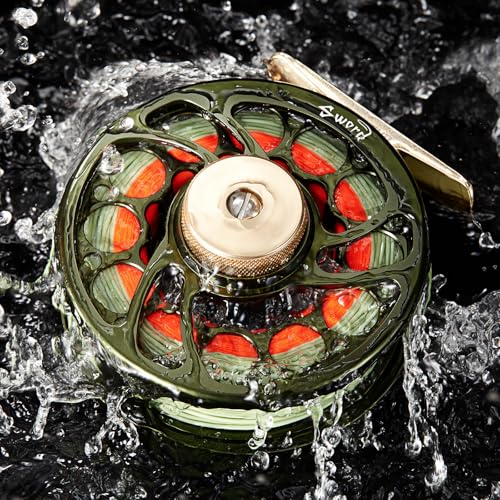 Piscifun Sword Fly Fishing Reel, CNC-Machined Aluminum Alloy Fly Reel - size: 3/4wt, style: Olive Green-with Line