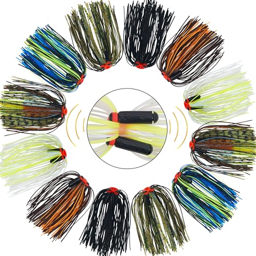 Silicone Spinnerbait Skirts Replacement Jig Skirts Kit with Tube Rattles, 12/18/24 Bundles DIY Fishing Lures Buzzbait Spoon Blade Squid Jig Fly Tying Material - size: 18pcs