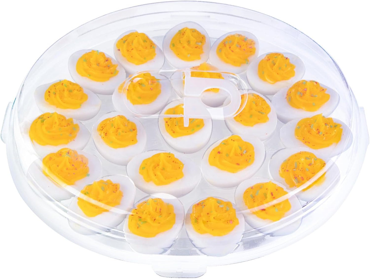 HANSGO Deviled Egg Containers with Lid, Portable Deviled Egg Platter Carrier Holder Trays with 22 Slots for Holiday Party and Home Kitchen, Clear