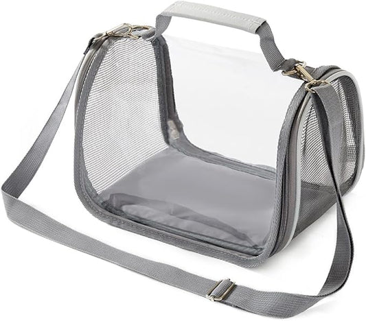 Portable Small Pet Carrier Bag – Travel Bird Cage for Parrots, Parakeets, Cockatiels, Hamsters, Lizard and Vet Visit with Shoulder Straps & Side Access (Excludes tray and stand, Gray, 10.2*7.5*7.6in)