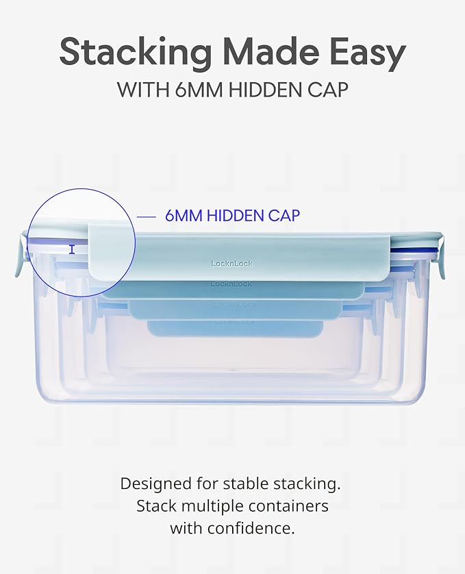 LocknLock Classic-Plus Plastic Food Storage Container | Airtight Plastic Food Storage Containers with Lids | BPA Free Stackable Food Storage for Meal Prep, Leakproof, Freezer & Dishwasher Safe, 2.1L