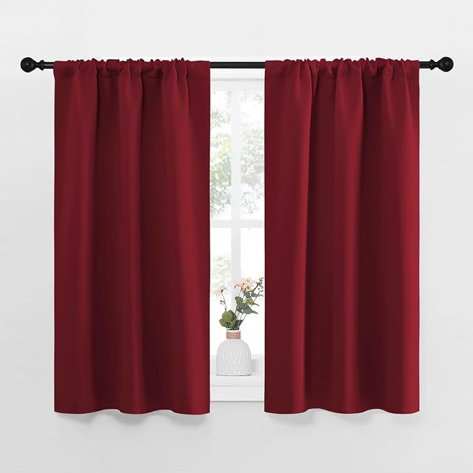 NICETOWN Christmas Burgundy Curtains Blackout Drape Panels