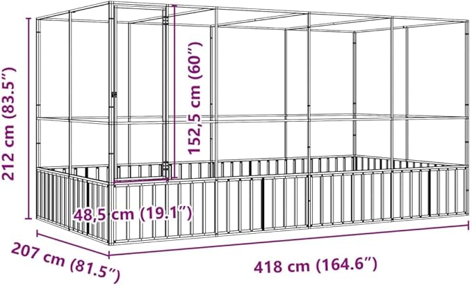 Steel Aviary with Extension, Large Bird Cage with Lockable Door, Aviary Spacious and Versatile Cage Ideal for Parakeets, Parrots, Lovebirds, Cockatiels, Pigeons, 164.6"x81.5"x83.5",-281