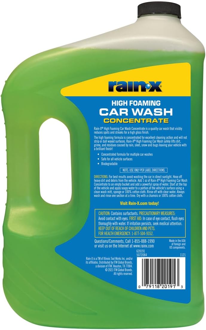 Rain-X 620191 Foaming Car Wash - 100 fl oz. High-Foaming, Concentrated Formula for Greater Cleaning Action, Safely Lifting Dirt, Grime and Residues for an Exceptional Clean