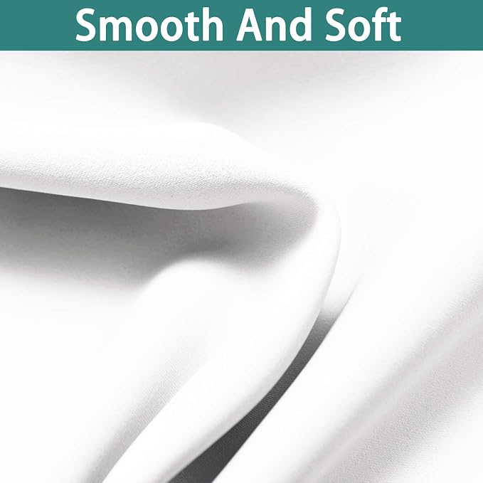 Yakamok Pure White 100% Blackout Curtains, 2 Thick Layers Completely Blackout