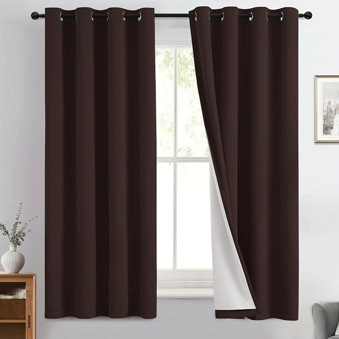 Yakamok 100% Blackout Curtain Panels 63 inches Cold and Light Blocking Drapes