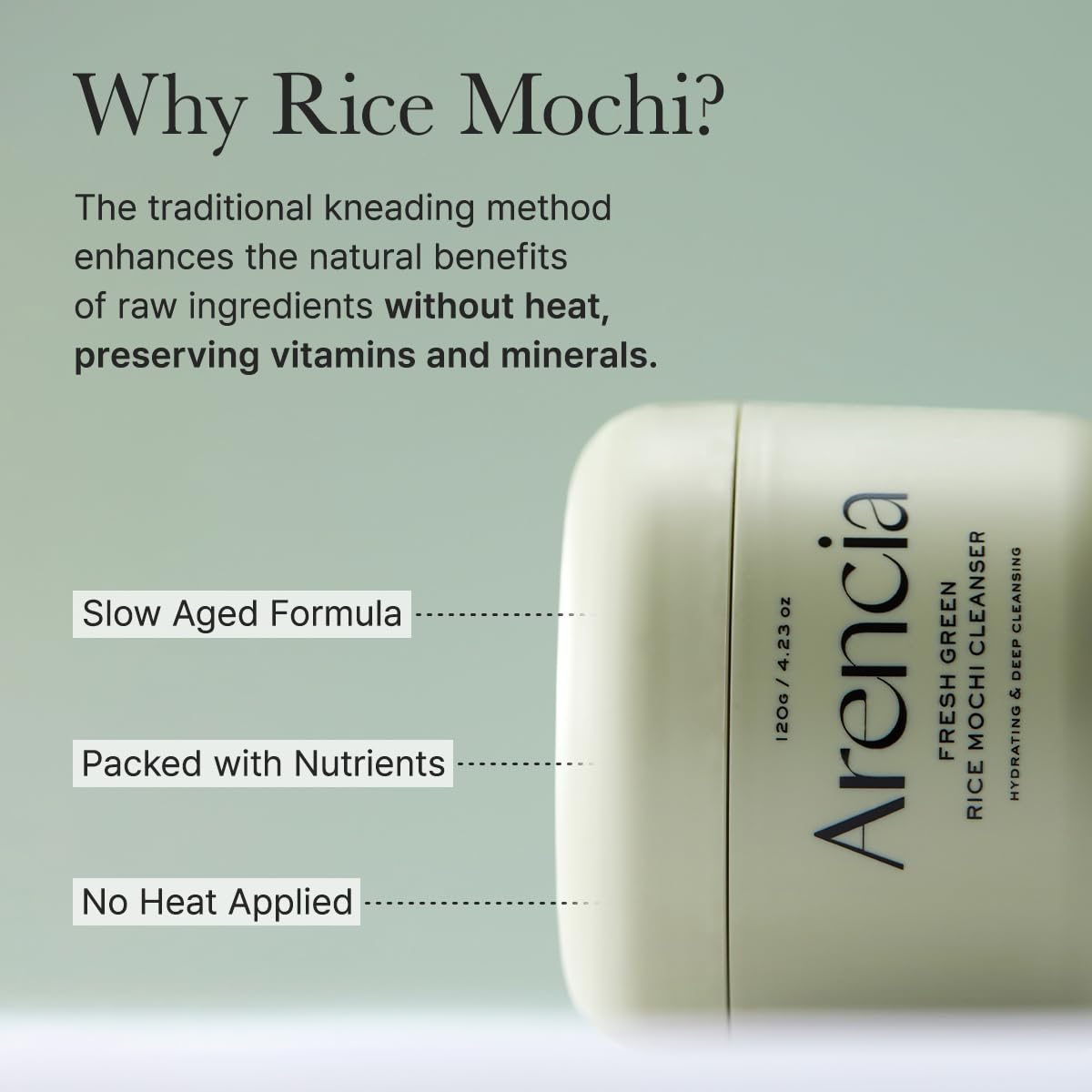 ARENCIA Korean Rice Mochi Face Cleanser - Face Wash, Gentle Scrub All in One for Deep Cleansing, Moisturizing, Pore Minimizing, Acne-Prone Skin, Removing Blackhead with Rice Water & Green Tea