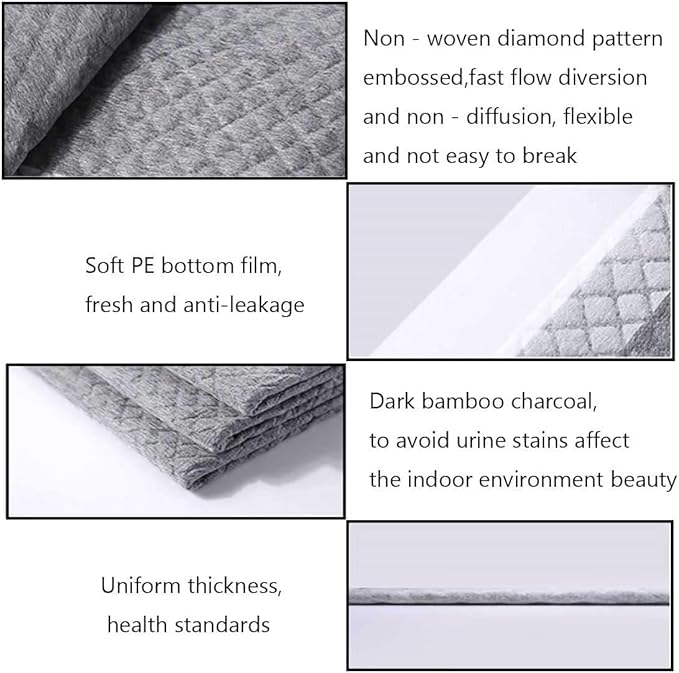 kathson Rabbit Pee Pads Disposable Cage Liners 100PCS All Absorb Black Carbon Odor Control Bunny Training Accessories with Quick-Dry Surface for Puppy Guinea Pig Kitten Hedgehog Small Animals