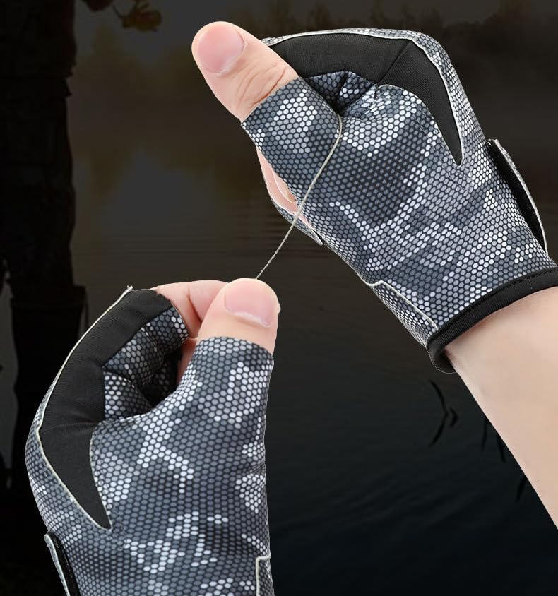 Men’s 3-Cut-Finger Fishing-Gloves Non-Slip Breathable-Kayak-Gloves | Adult UV-Protective breathable gloves,3 open fingertips aid line control,non-slip palms improve grip fly fishing accessories - size: Medium