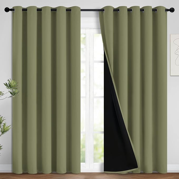 Yakamok 100% Blackout Window Curtain Panels, Heat and Full Light Blocking Drapes