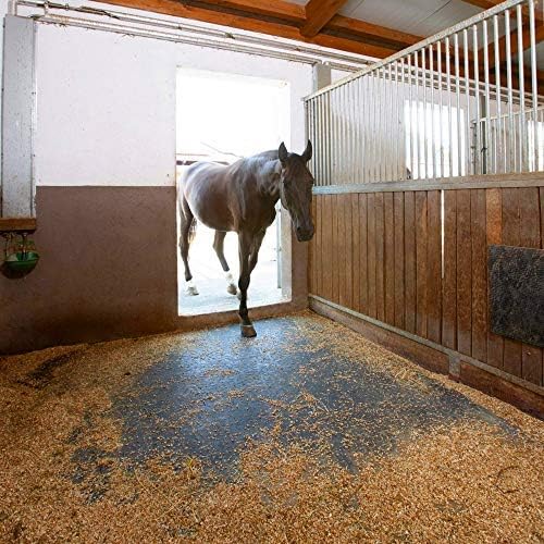 American Heavy Duty Stall Mats - Durable Rubber Flooring - Solid Black 6 Border Tiles 3/8" Thick Expansion Set