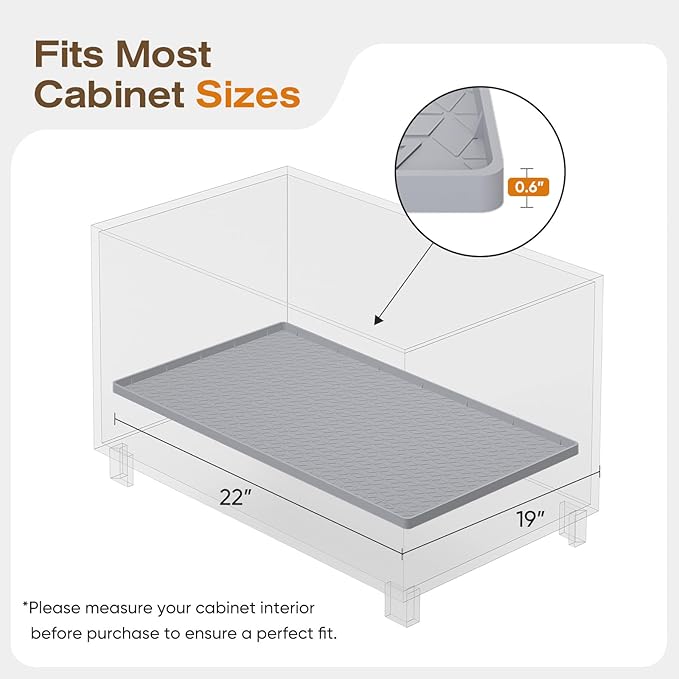 TRZZ Silicone Waterproof Under Sink Mat 22" x 19", Drip Tray and Cabinet Liner for Kitchen and Bathroom, Prevents Water Damage and Organizes Cabinets (Light Blue)