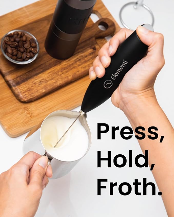 Elementi Drink Mixer Handheld - Electric Stirrer and Powerful Protein Powder Mixer Wand, Easy-to-Use Mini Frother Wand for Quick Delicious Cocktails, Milk Frother and Coffee Stirrers (Pastel Pink)
