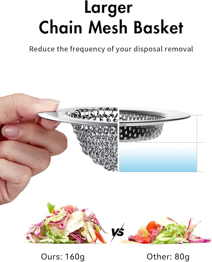 WOKDADA Upgraded Kitchen Sink Drain Strainer, Patented Reversible Kitchen Sink Strainer, 304 Stainless Steel Sink Strainer Basket, Anti-Clogging & Handmade, Fit US Standard 3-1/2'' Sink Hole