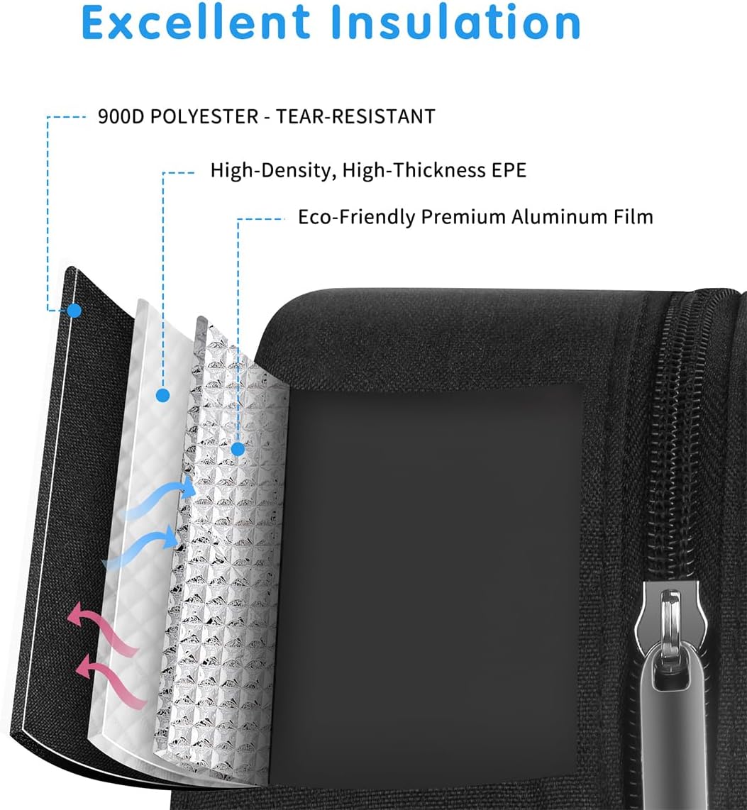 DALINDA Lunch Bag Lunch Box for Women Men Reusable Insulated Lunch Bags,Water-Resistant Cute Cooler Lunch Tote Bag, Large Capacity for Work Travel Picnic,Black