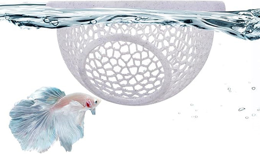 Floating Betta Hide & Shrimp Cave – 3D Printed Aquarium Hammock with Marble Texture, Feeder Ring & Rest Spot for Betta Fish, Nano Tanks, Corydoras, Shrimp – Safe PLA