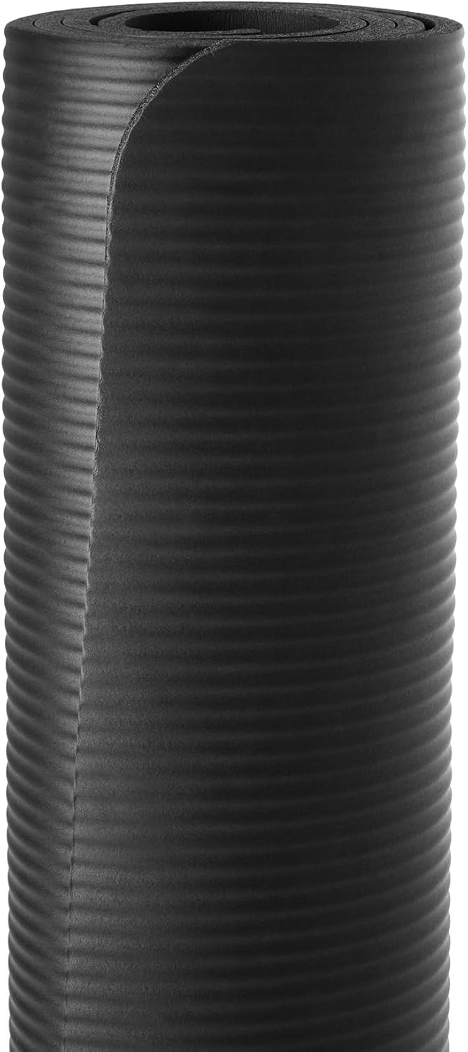 1/2 Inch Extra Thick Exercise Yoga Mat with Carrying Strap, Cushioned Support, for Fitness and Gym Workouts
