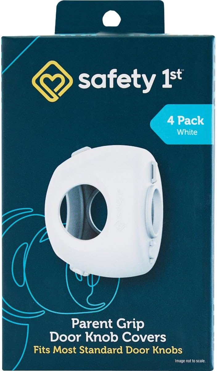 Safety 1st Parent Grip Door Knob Covers, White, One Size,4 Count (Pack of 1) (HS3260600), Packaging may vary