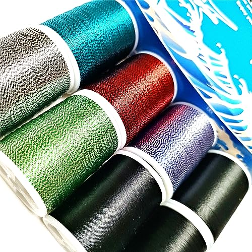 (8pcs*240yd) Kalavarma Rod Wrapping Thread for Fishing Rod Wrapping Thread Rod Building Repair - style: Metallic klm044
