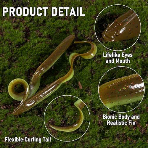 Dr.Fish 5 Pack Sand EEL Lures Saltwater Soft Fishing Lures Swimbait 6 Inch 3/8oz Surf Fishing Creature Baits Soft Plastic Artificial Ribbontail Worm - color: Watermelon