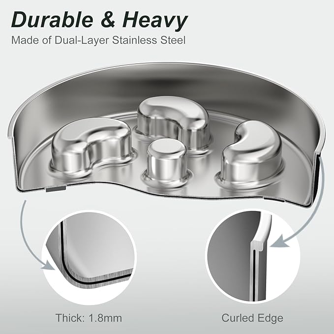 Slow Feeder Dog Bowl, Double Wall Food Grade Stainless Steel, Heavy Duty with Non-Slip Rubber Base, 2Cups Capacity for Medium Dogs to Slow Down Eating