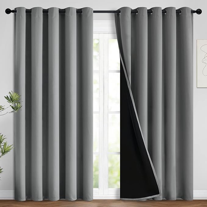 Yakamok 100% Grey Blackout Curtains