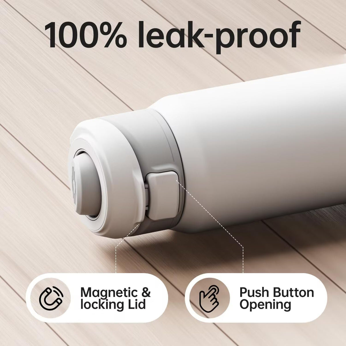 Insulated Magnetic Water Bottle - Reusable Stainless Steel Bottle with MagSafe Compatible Phone Holder - Keeps Cold for 24 Hours - Perfect for Gym, Sports, and Travel - White 24oz