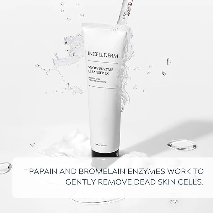 INCELLDERM Riman Snow Enzyme Cleanser EX | 120 g | Gentle Foaming Facial Cleanser for All Skin Types | Hydrating Face Wash with Natural Enzymes | Nourishing Oils | Deep Cleansing and Refreshing