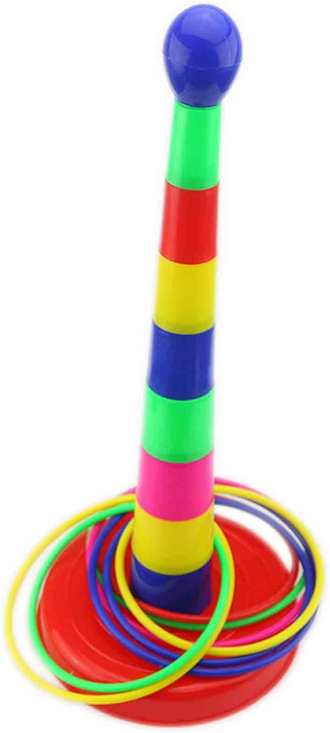 Ogrmar 18" Colorful Plastic Sport Ring Toss Game Set for Kids