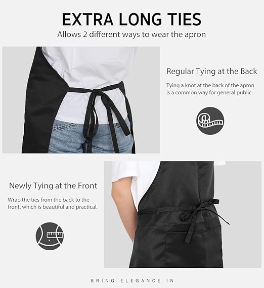 Syntus Adjustable Bib Apron with 2 Pockets Cooking Kitchen Aprons for Women Men Chef