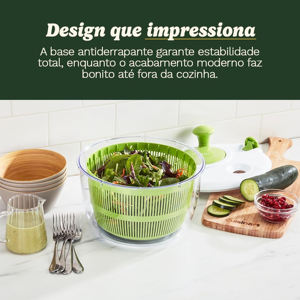 Cuisinart Large Spin Stop Salad Spinner- Wash, Spin & Dry Salad Greens, Fruits & Vegetables, 5qt, CTG-00-SAS1