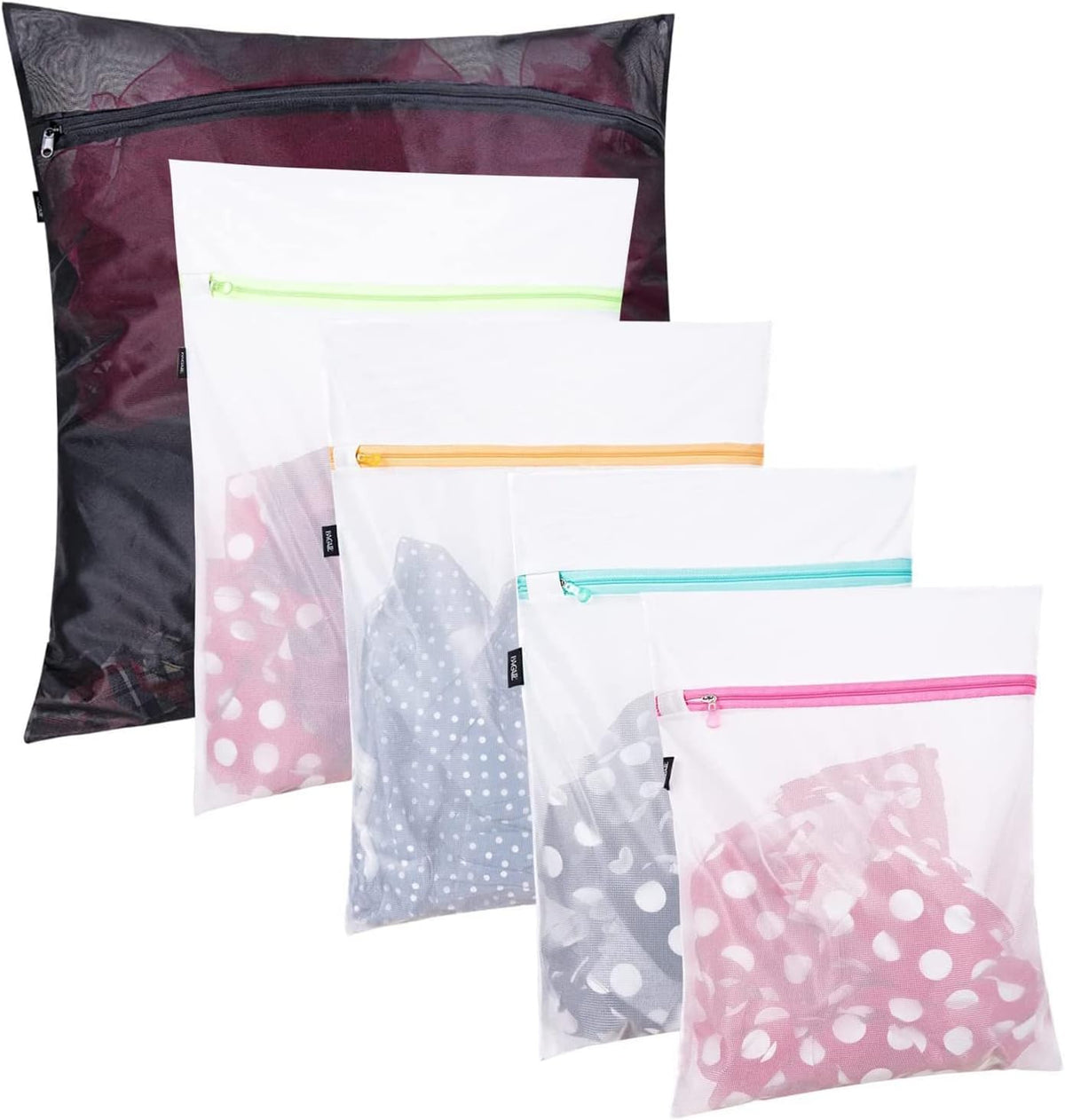 BAGAIL Laundry Bags Mesh Wash Bag for Intimates Lingerie and Delicates, 5Pcs (1XL,2L,2M)