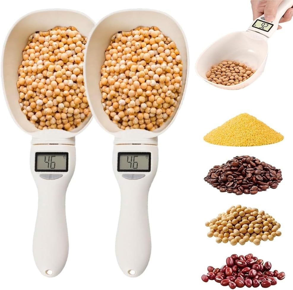 Digital Measuring Spoon Scale, Electronic Food Scoop with Conversion, Kitchen Adjustable Smart Weighing Cup for Home Cat Dog Pet, Cooking Tool Baking Gadgets in Grams with Lcd Screen(#A-1pc)