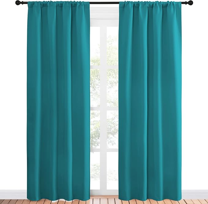 NICETOWN Peacock Blue Blackout Curtains Panels