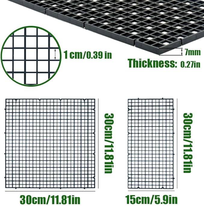 LINLAN 8 Pieces 5.9x11.8in (15X30cm) Aquarium Grid Plastic, Fish Tank Divider, Egg Crate for DIY Filtration and Bottom Protection in Aquascaping (Black-No Accessories)