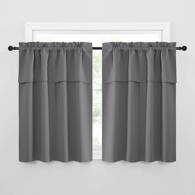 NICETOWN Short Curtains with Attached Valance