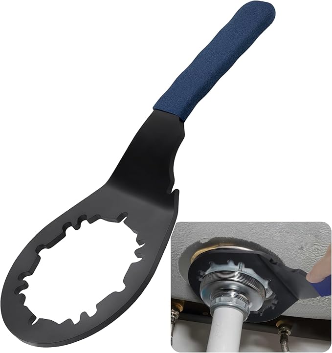 Universal Sink Drain Wrench for Loosen Tighten Strainer Locking Nut Fits All 4-, 6- and 8-tab, Toilet Bathroom Kitchen Sink Wrench