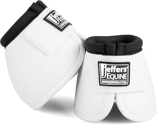 Jeffers Equine No Turn Bell Boots for Horses - White, Large | Shock Absorbing Hoof Protection | Secure Double Hook & Loop Closure, Perfect for Travel, Turnout, Training, & Riding - 1 Pair