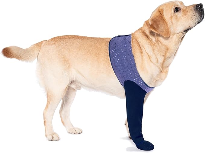 COODEO Dog Socks to Prevent Licking Paws, Healing Boots & Paw Protectors with Non-Slip Bottoms for Wound Protection, Waterproof Sleeve Shoes for Licking（Purple，L_Right
