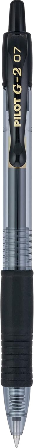 Pilot G2 Premium Gel Roller Pens 0.7, Fine Point Smooth Writing Pens Black, Pack of 12