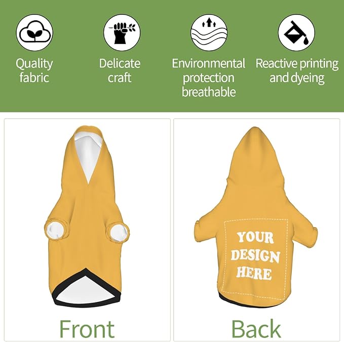 Dog Costume, Custom Dog Hoodie, Dog Name Costume Holiday Pet Pajamas Outfit, Personalized Pet Coat Costumes for Small Medium Large Dogs and Cats for Winter, Gold, L