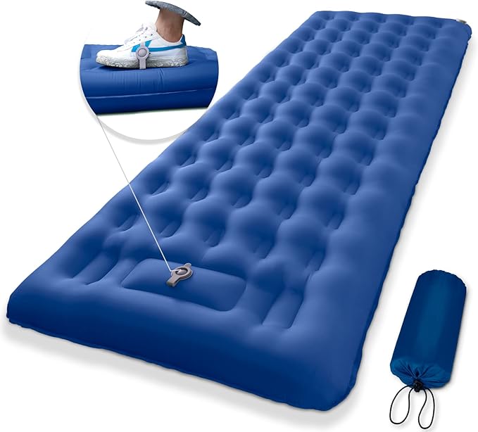 MEETPEAK Camping Sleeping Pad, 5 Inch Extra Thickness Inflatable Sleeping Mat Built-in Foot Pump, Compact & Lightweight Camping Air Mattress for Hiking, Traveling, Backpacking, Tent