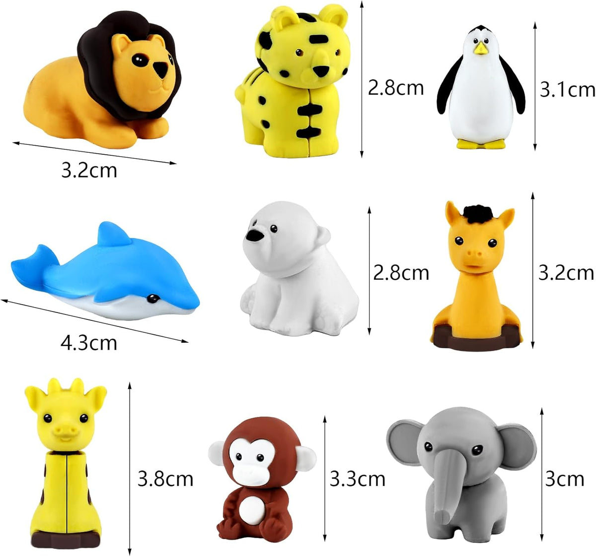 60Pcs Animal Erasers Desk Pets for Kids Animal Pencil Erasers Bulk Puzzle Eraser Toys Gifts for Classroom Prizes,Game Reward,Treasure Box,Easter Egg Fillers,Goodie Bag Stuffers,Party Favors
