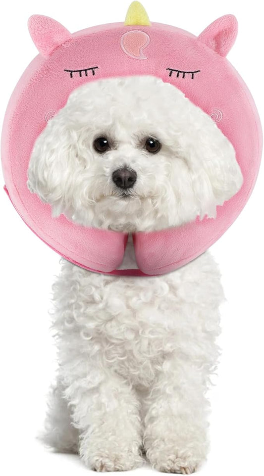 IEUUMLER Inflatable Recovery Dog Collar, Protective Donut Cone, Adjustable Soft Collar for Dog and Cat After Surgery Prevent from Biting & Scratching EU002 - Unicorn L