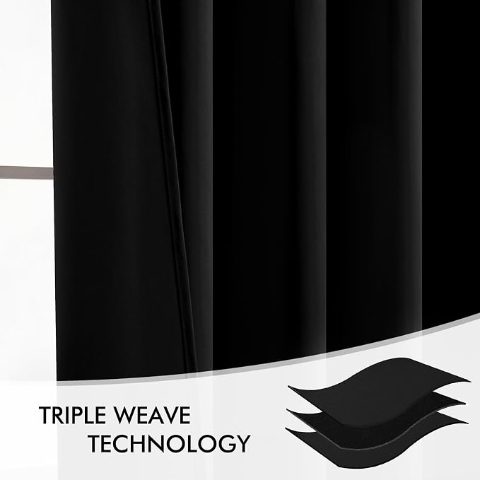 MIULEE Back Tab Blackout Curtains 105 Inch Long 2 Panels Set