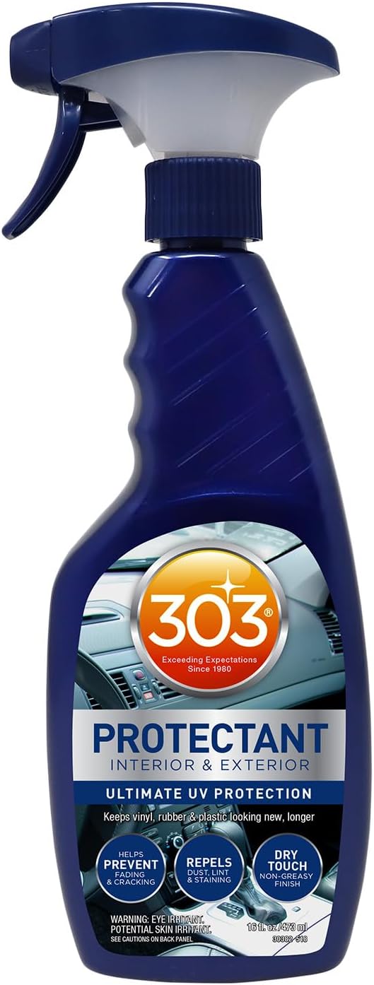 303 Products Automotive Protectant Spray - Helps Prevent Fading & Cracking, Repels Dust, Lint & Staining, Superior UV Protection & Restores Lost Color, Exterior & Interior Car Cleaning Supplies 16oz