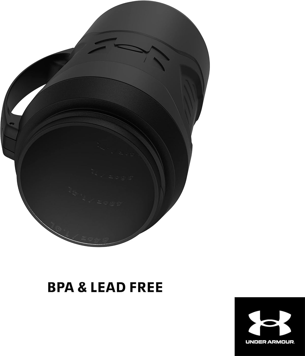 Under Armour Half Gallon Water Bottle Insulated, 64oz Insulated Water Bottle with Handle, Fence Hook, Leak Resistant, for Baseball, Football & More, Black/Black
