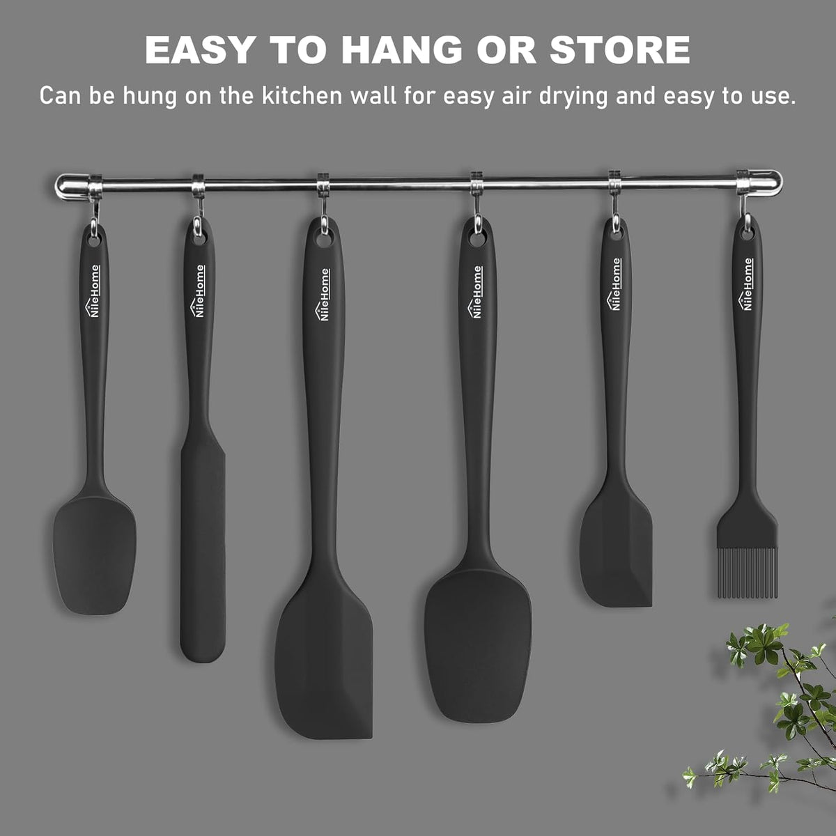 NileHome Silicone Spatula Set, 6 Pieces Food Grade Kitchen Utensils with Silicone Brush Heat Resistant BPA-free Rubber Spatula for Scraping, Baking, Cooking, Mixing